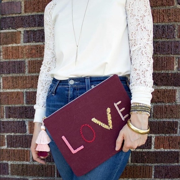 Stella & Dot Embroidered Love Pouch - Picture 2 of 4